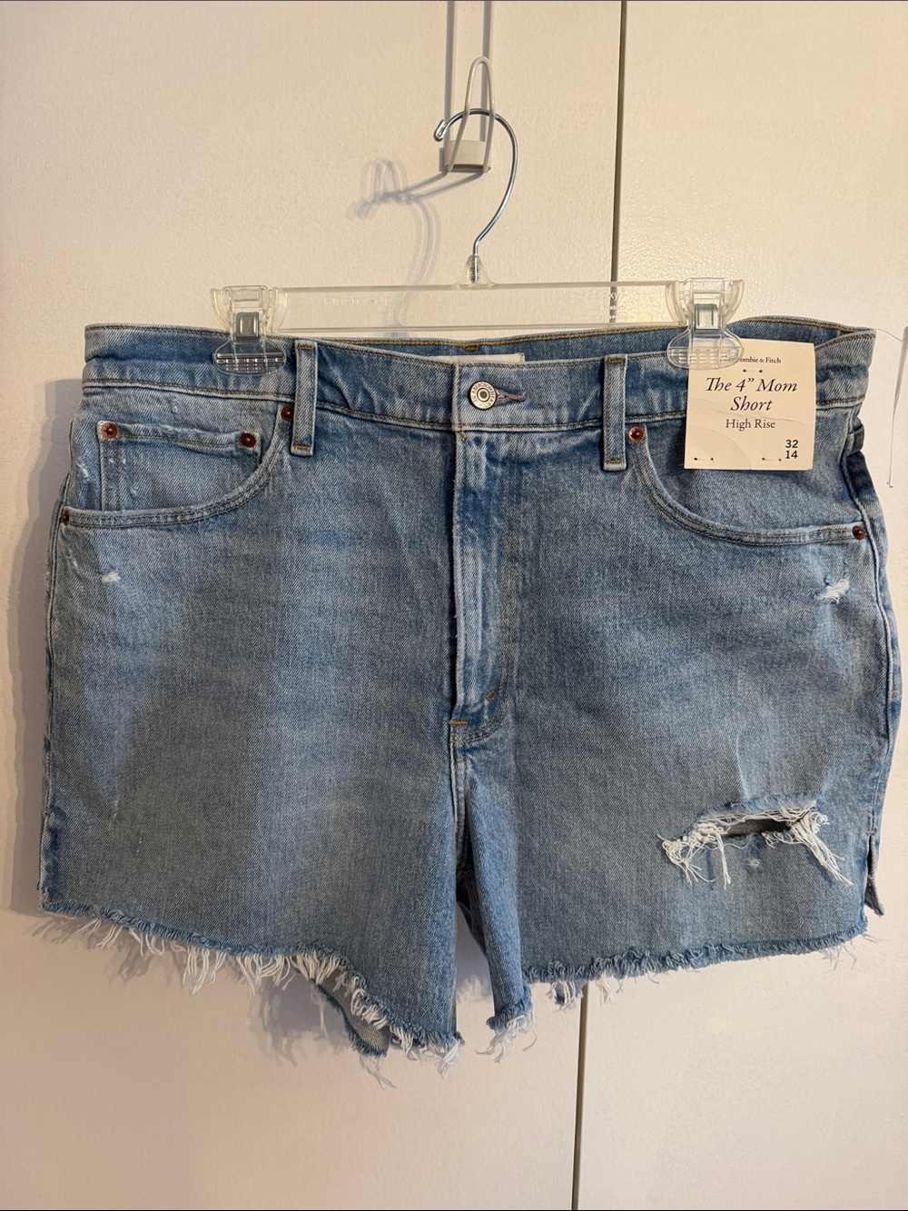 Abercrombie & Fitch Light Blue Distressed Mom Jean Shorts